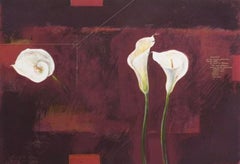 Folding, lithograph of Calla Lillies, floral image by Trevor Southey