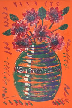 Flores (Jarrón con flores), serigrafía de Frank Romero