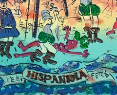 La Española, serigrafía de Frank Romero sobre los conquistadores
