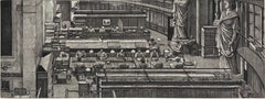 „Les Lecteurs de la salle Labrouste“, signierte Radierung von Erik Desmazieres
