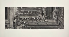 „Les Lecteurs de la salle Labrouste“, signierte Radierung von Erik Desmazieres
