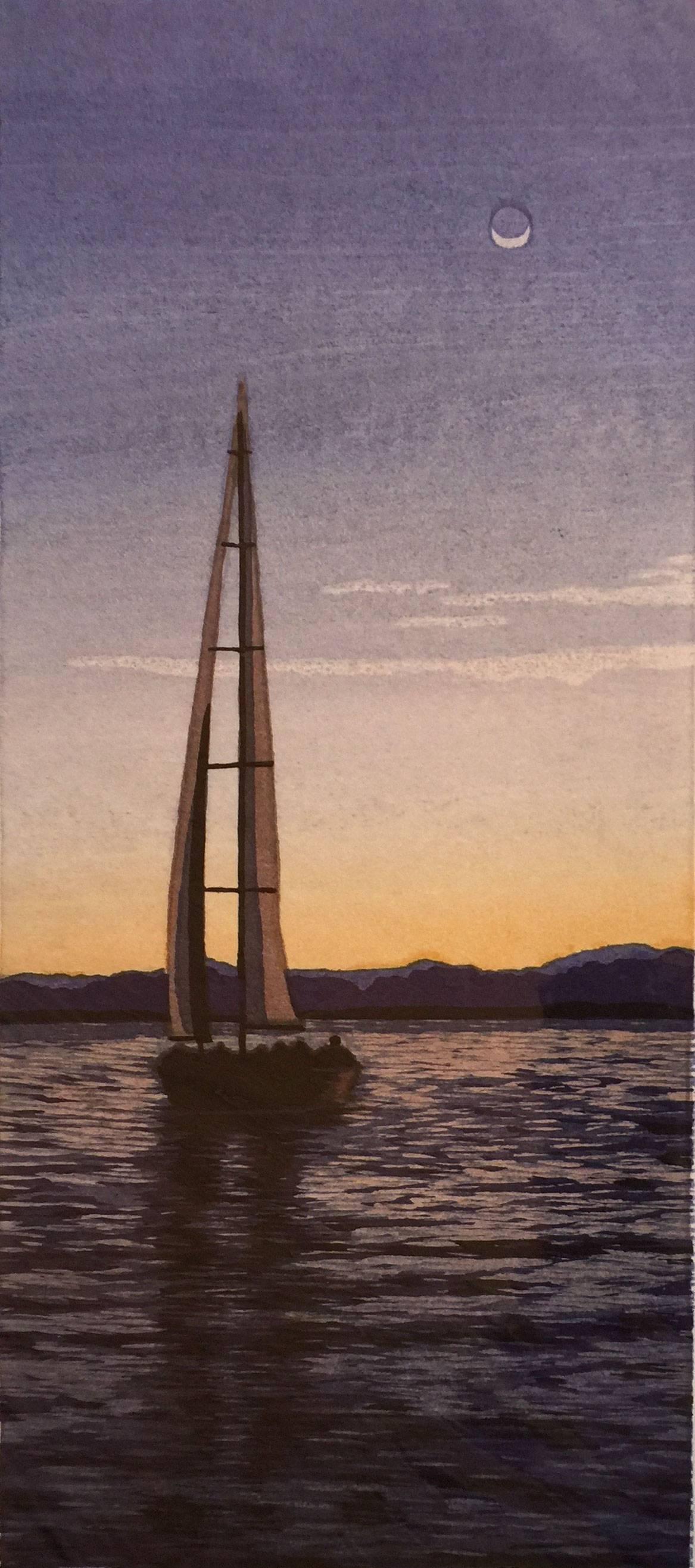 Micah Schwaberow Landscape Print - Sailing at Twilight