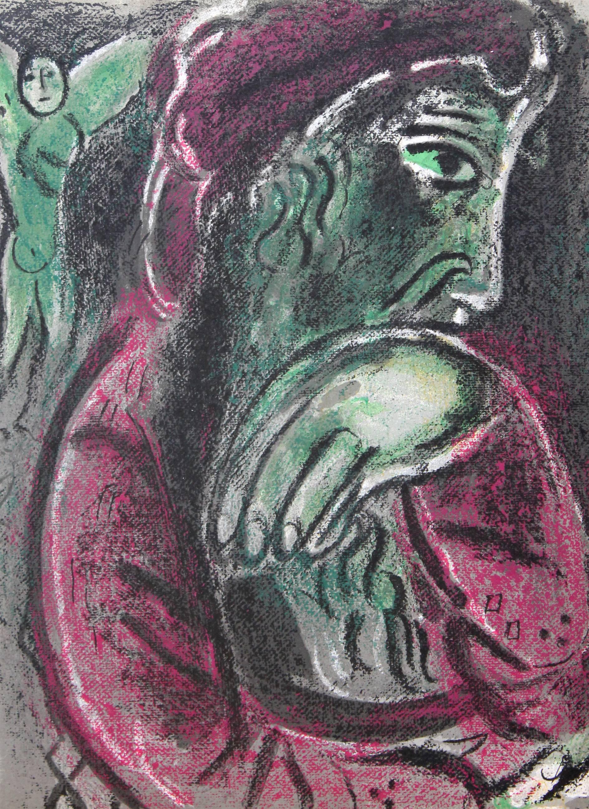 Marc Chagall Figurative Print - Job in Despair