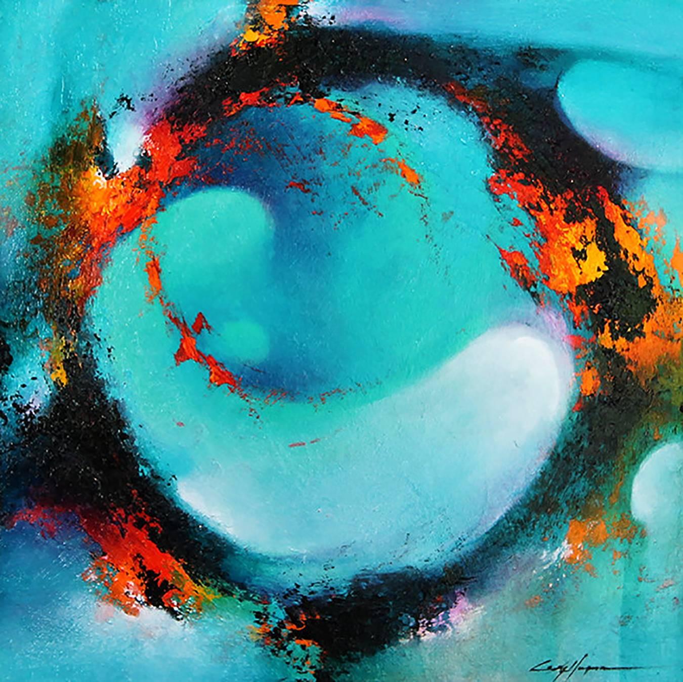 Cody Hooper Abstract Painting - Aqua Revolver