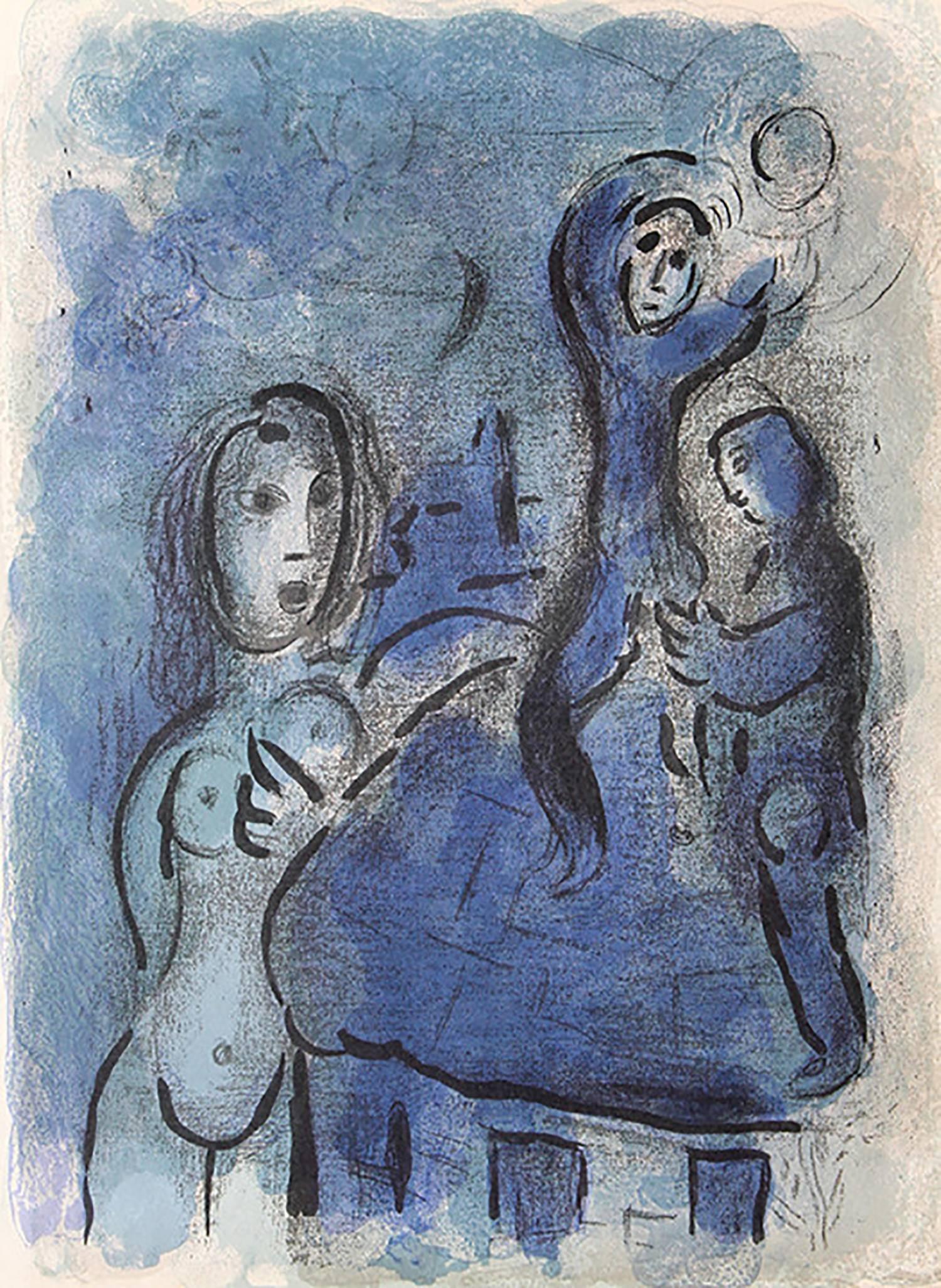 Marc Chagall Figurative Print - Rahab and the Spies of Jericho