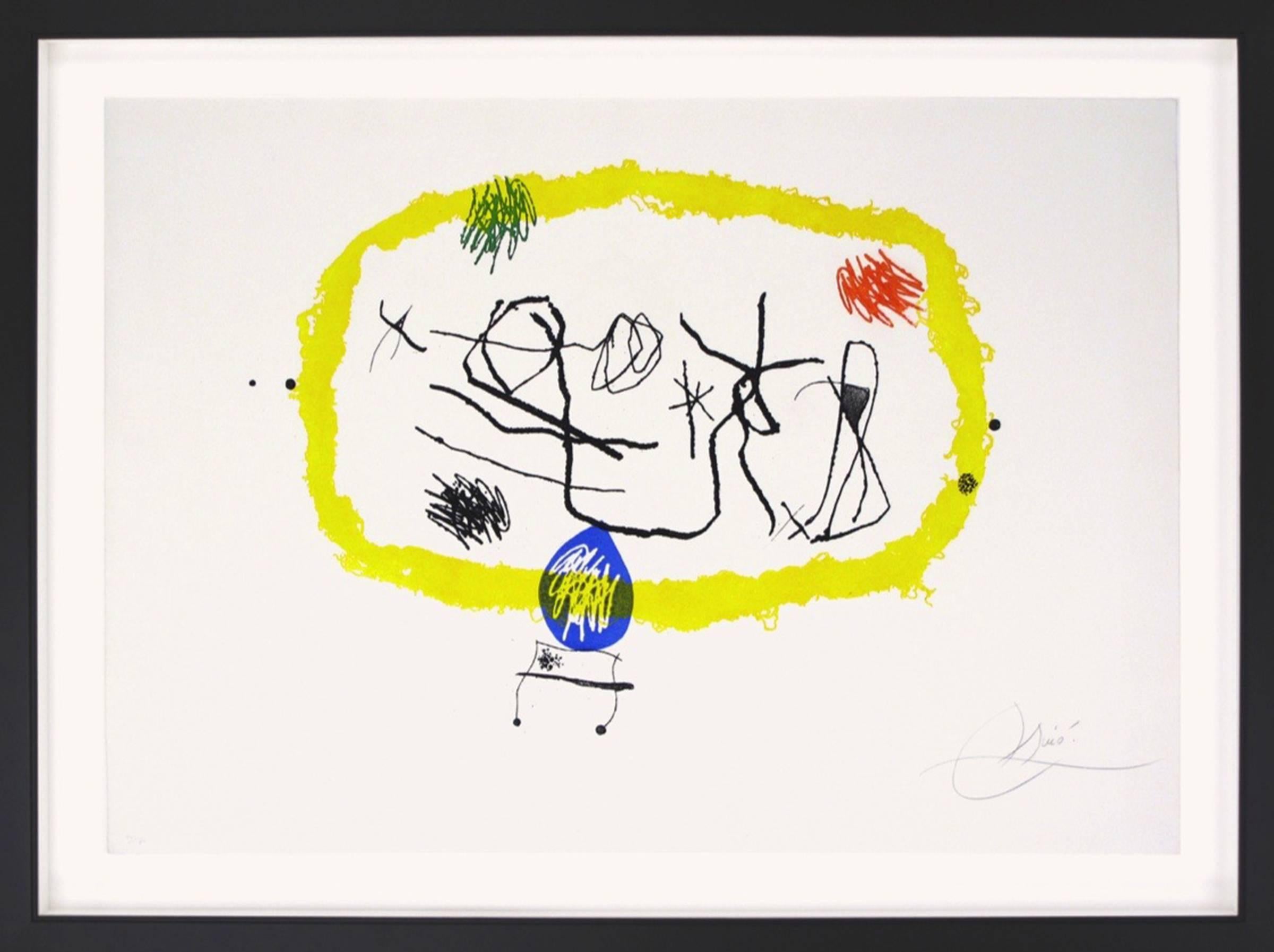 Joan Miró Abstract Print - Personatges Solars (Dupin 648)