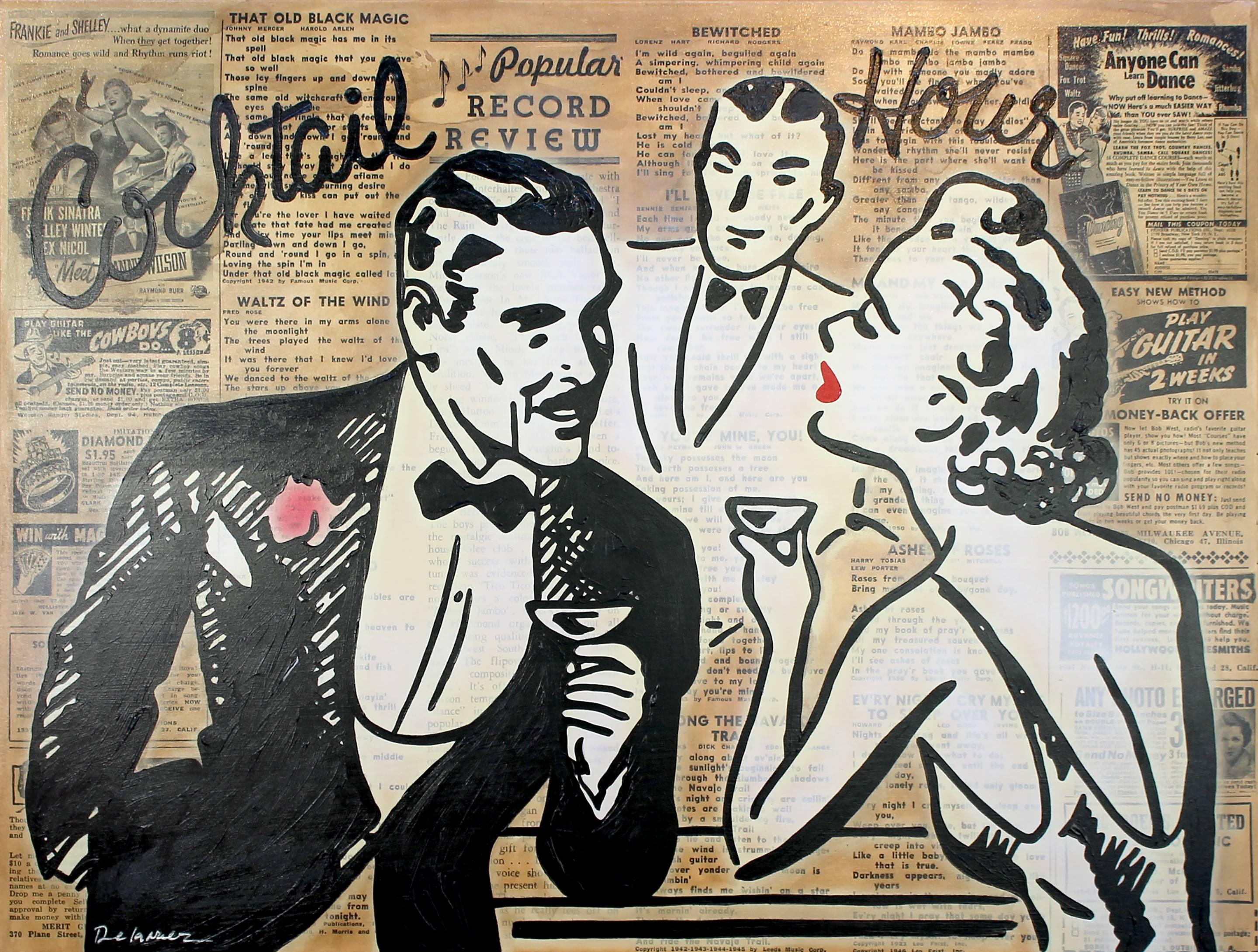 Figurative Painting Nelson De La Nuez - L
heure du cocktail