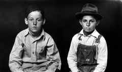 Vintage Two Young Boys, One in Overalls