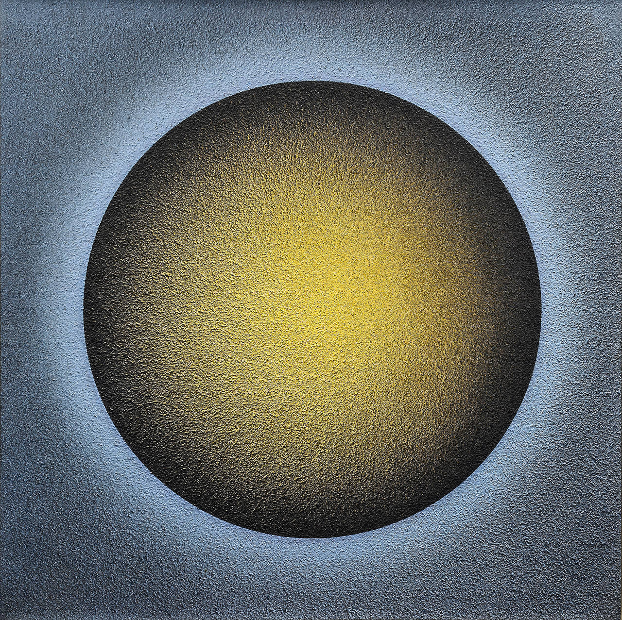 Tadasky / Tadasuke Kuwayama Abstract Painting - E-154 (Textured Yellow on Blue-Gray)