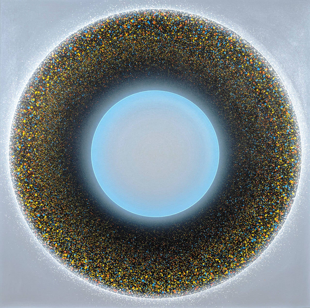 Tadasky / Tadasuke Kuwayama Abstract Painting - M-221 (Small Multicolor with Blue Center)
