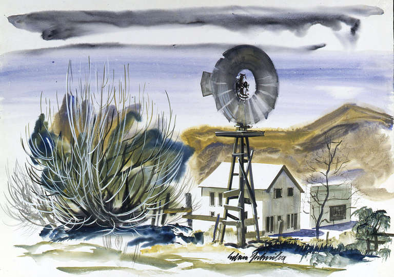 Edwin L. Fulwider Landscape Art - Brown County Windmill, Indiana
