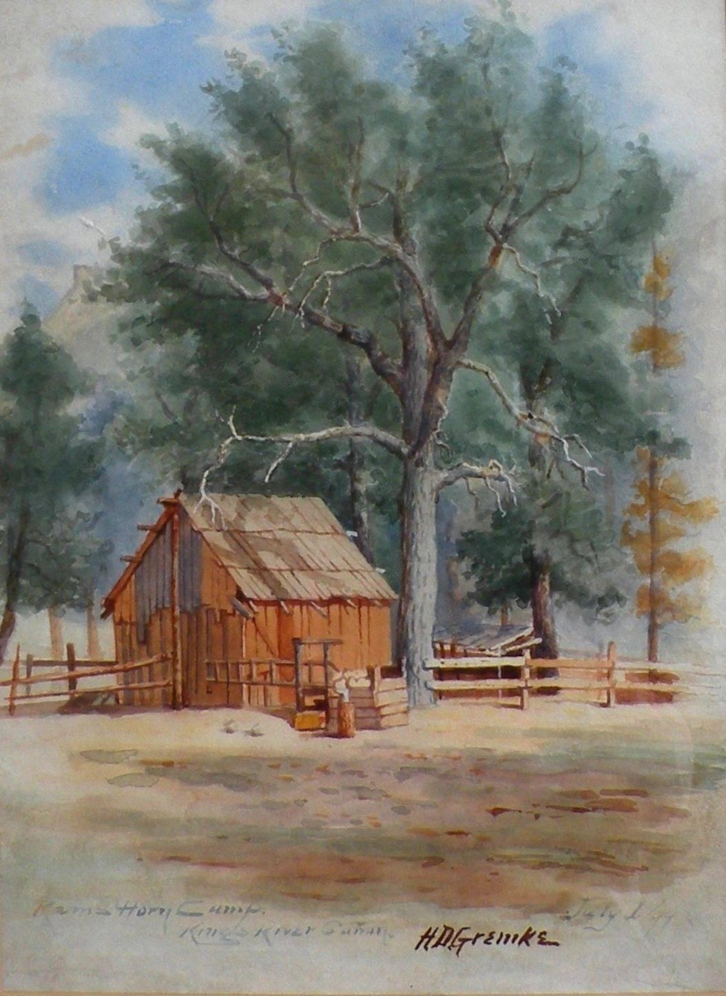 Henry Deidrich Gremke Landscape Painting - Rams Horn Camp, Kings River Cabin