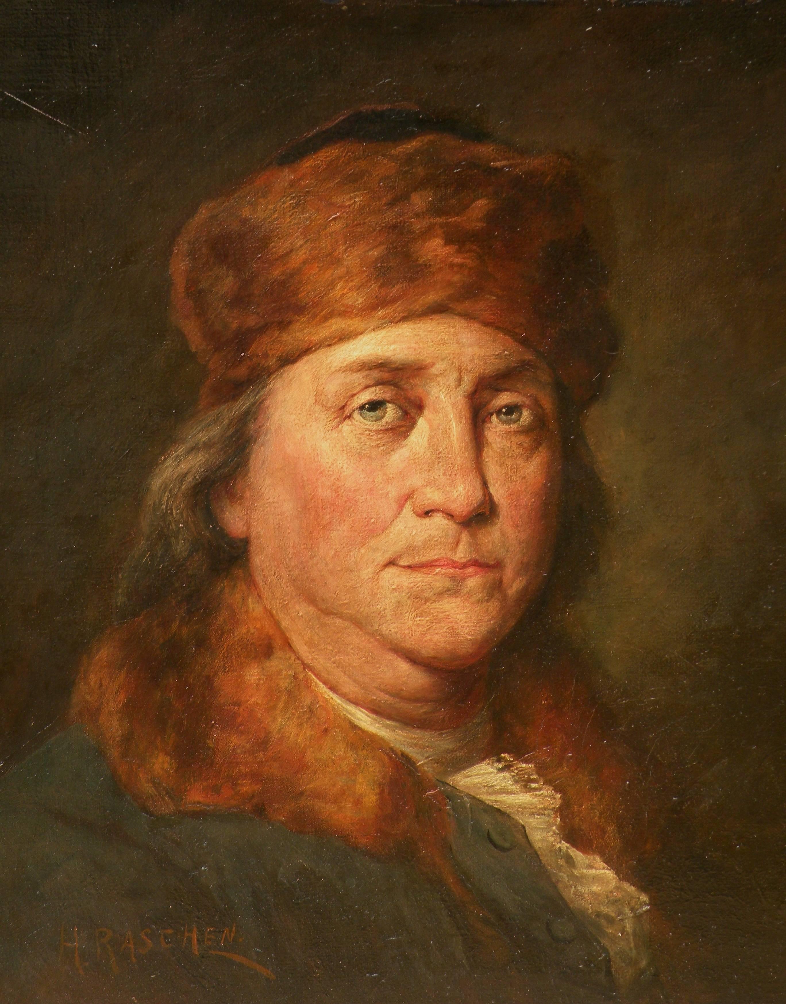 Henry Raschen Portrait Painting - Portrait of Ben Frankin