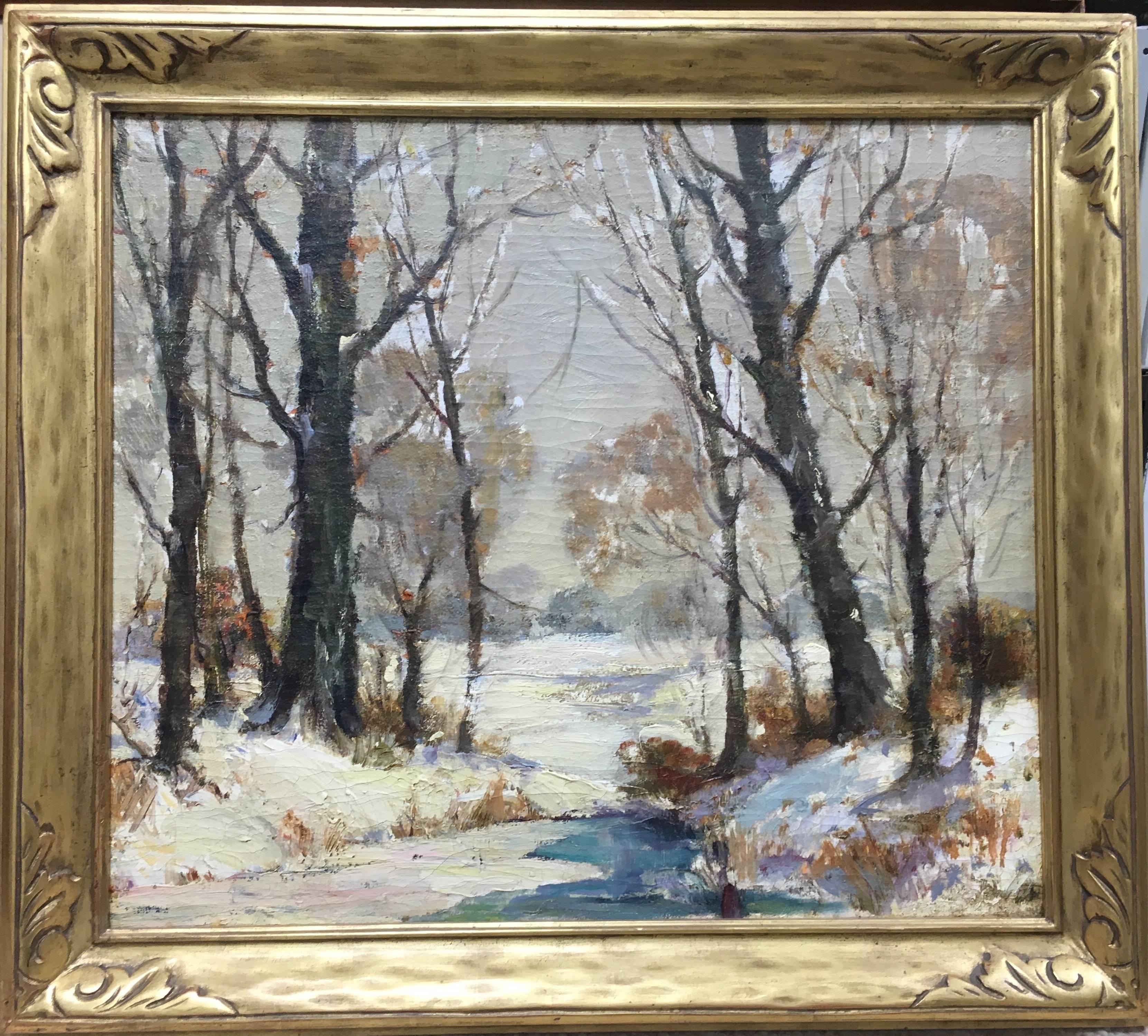 George Demont Otis Landscape Painting - Winter Scene in the Woods