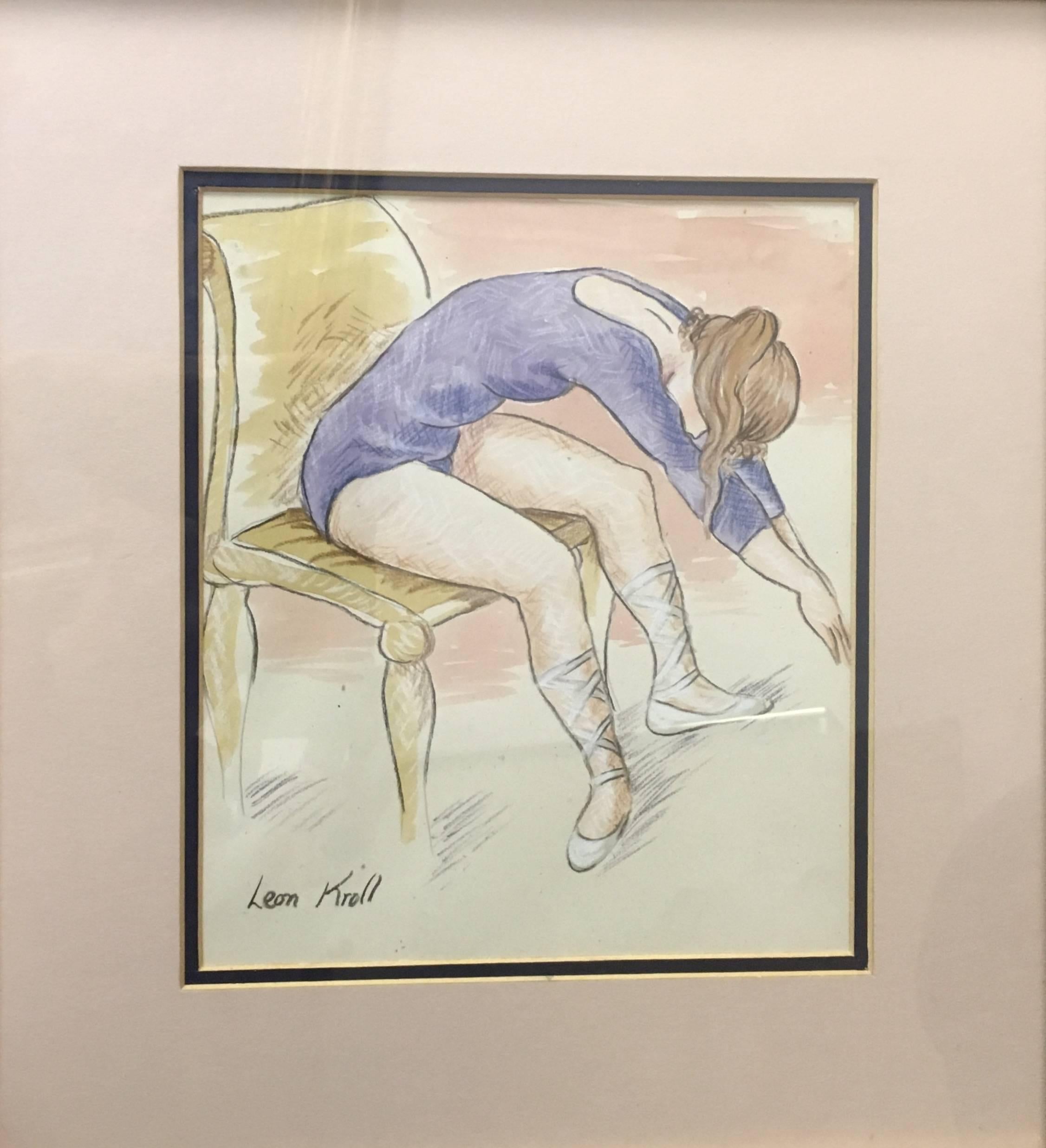 Leon Kroll Portrait Painting - Seated Ballet Dancer, Stretching