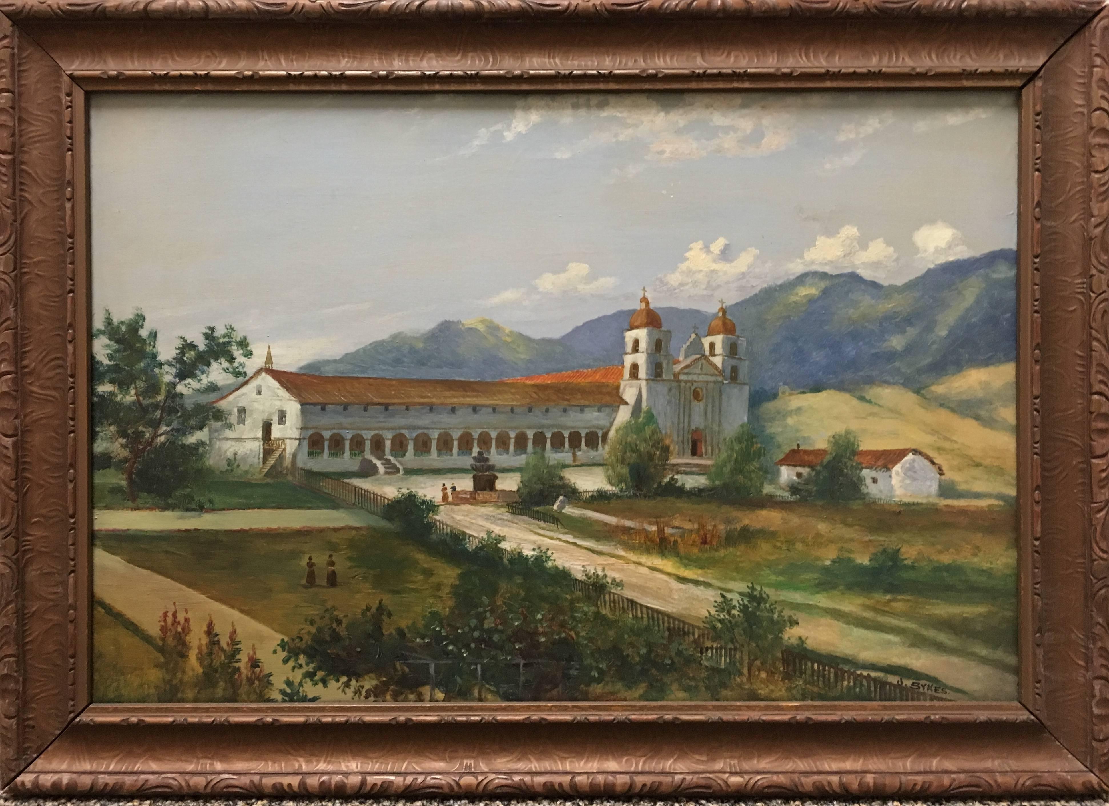 Unknown Landscape Painting - Mission Santa Barbara