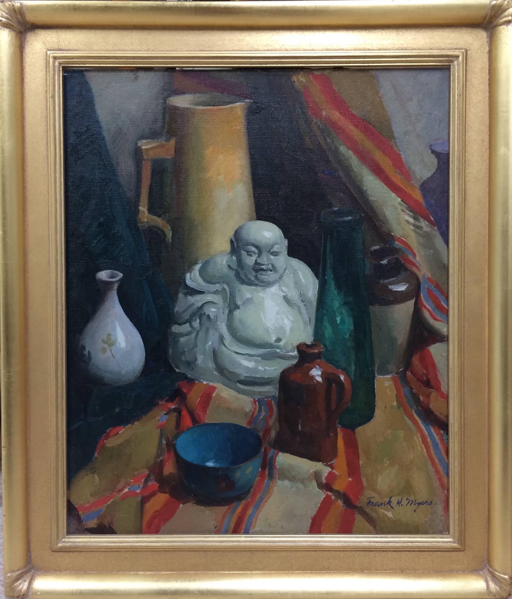 FRANK MYERS Portrait Painting - Buddha with Vases