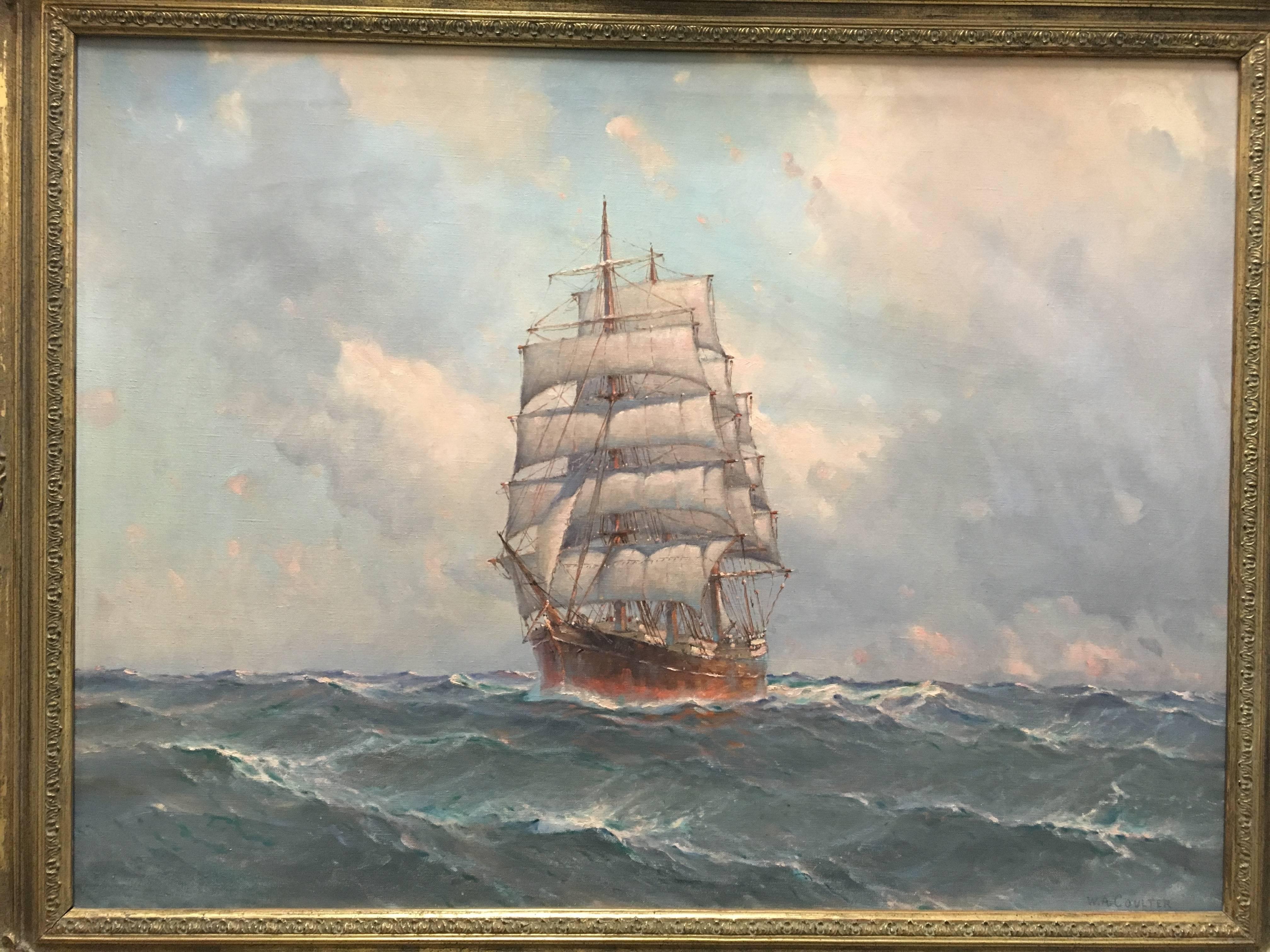 William Alexander Coulter Landscape Painting - Clipper Ship after the Storm