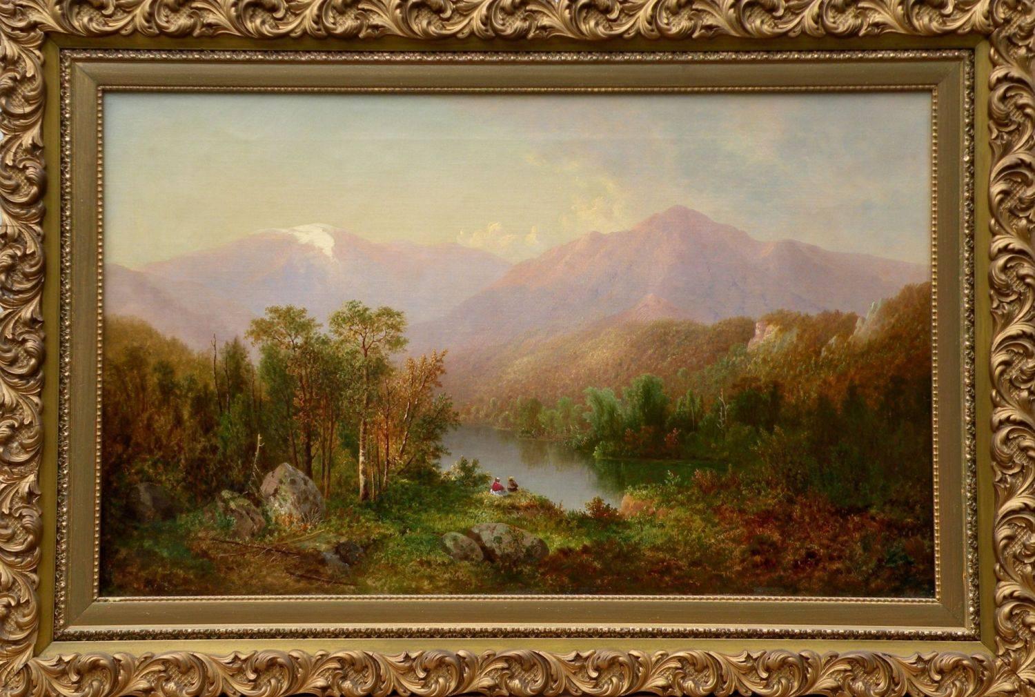 Frederick Butman Landscape Painting – Figures by a High Mountain Lake