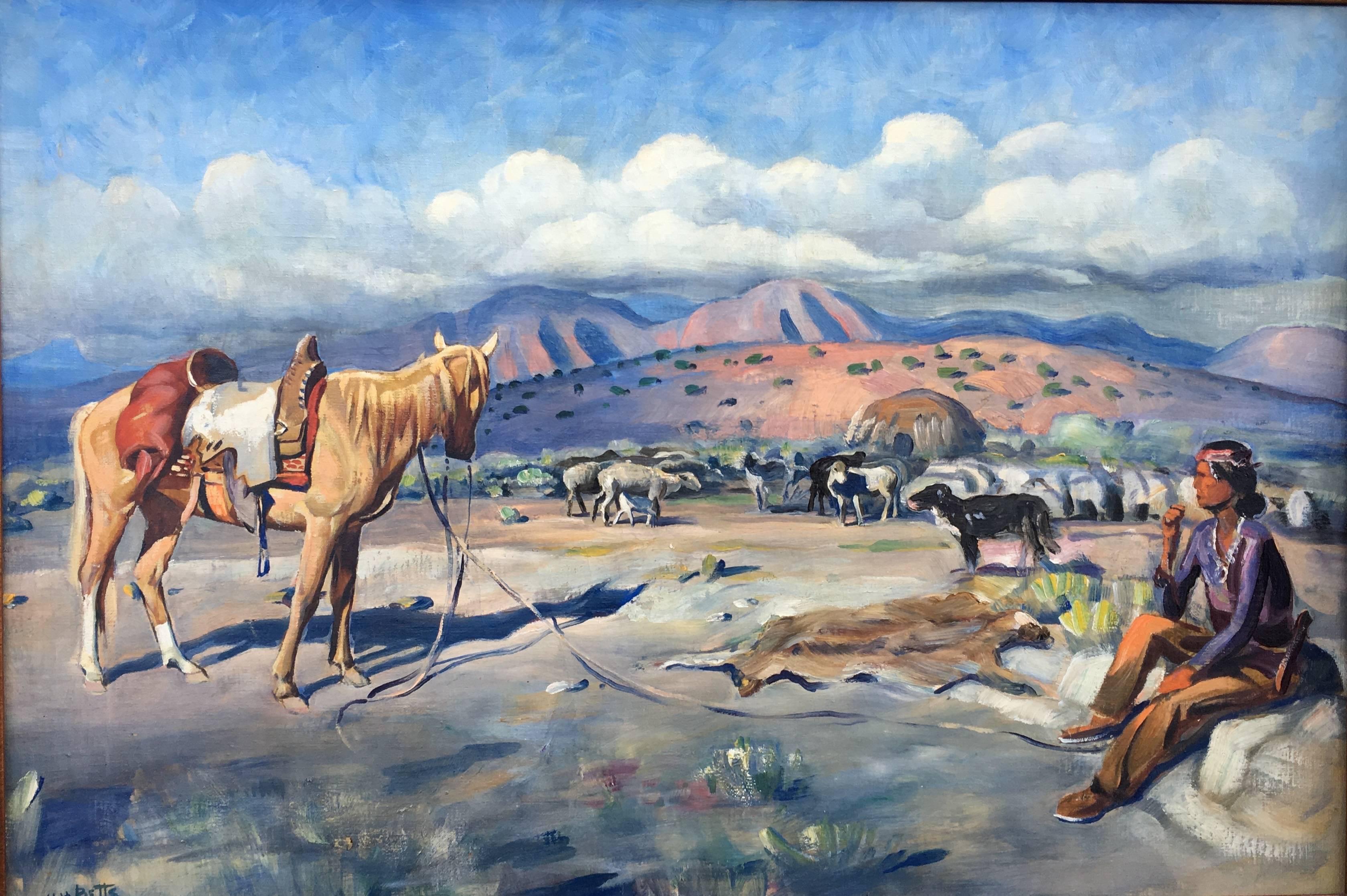 Harold Harrington Betts Landscape Painting - Arizona Indians