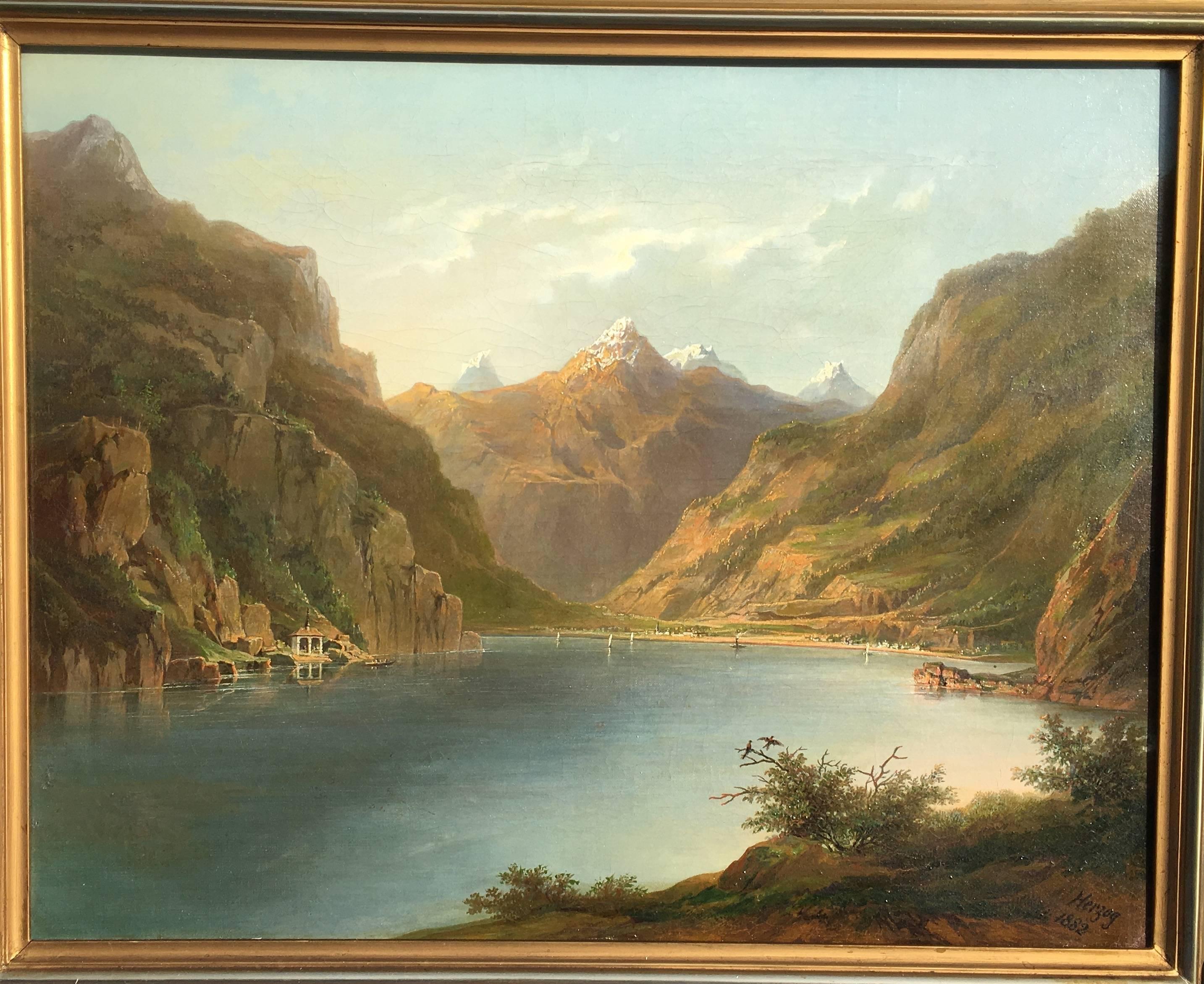 Hermann Ottomar Herzog Landscape Painting - Lake Lucerne