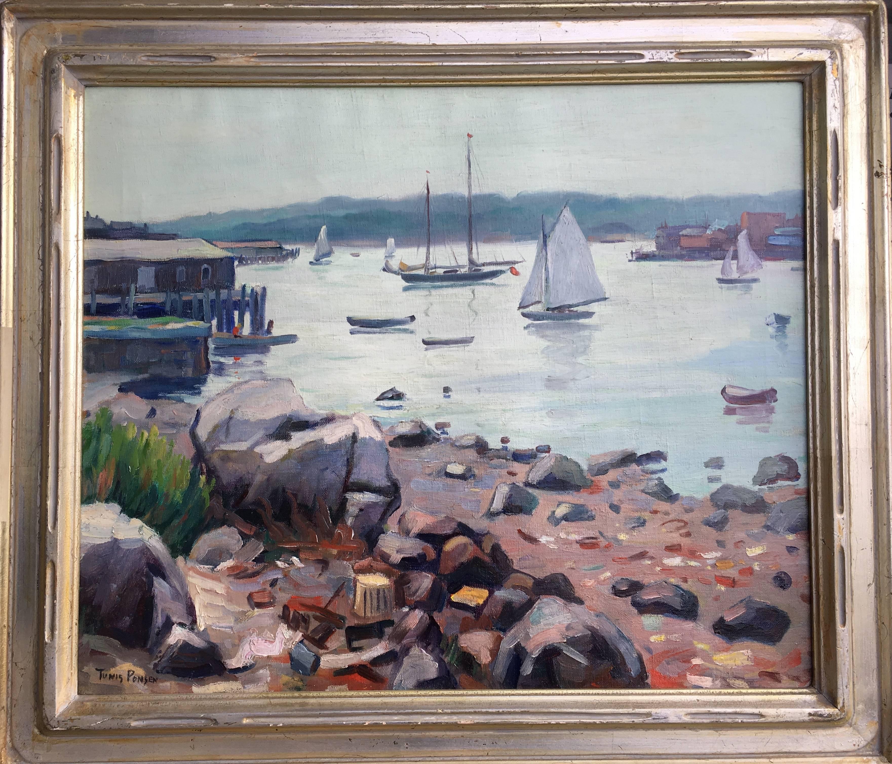 Tunis Ponsen Landscape Painting - Glauscester Harbor