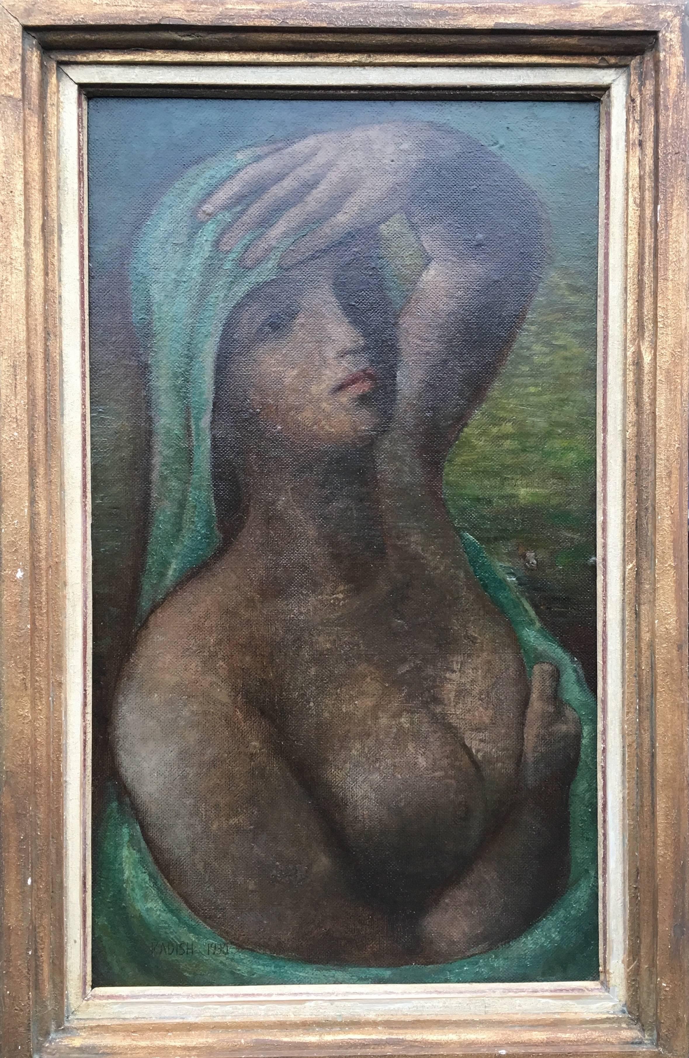 Reuben Kadish Nude Painting - Woman in Blue