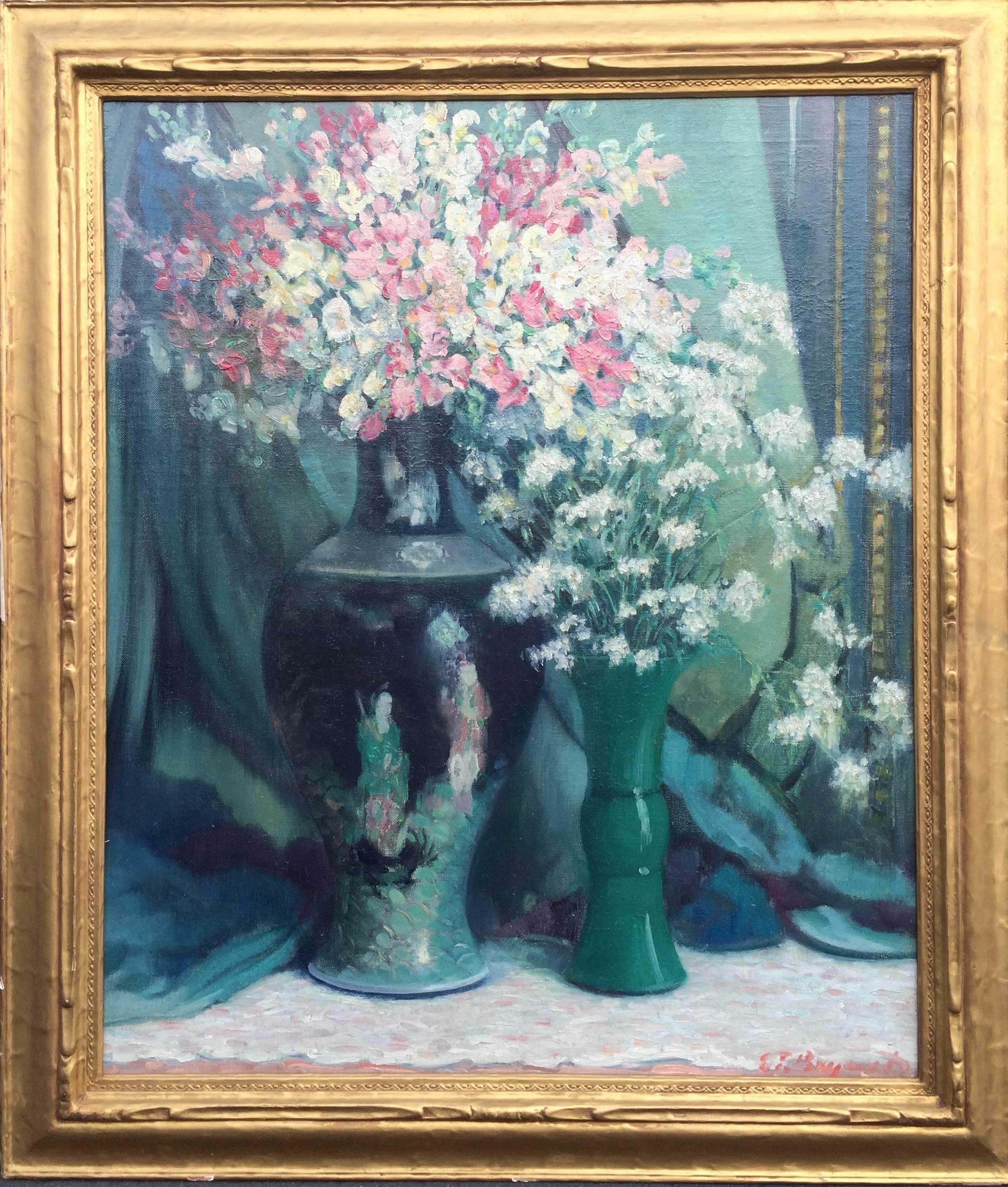 Everett Lloyd Bryant Still-Life Painting - Flowers in a Chinese Vase