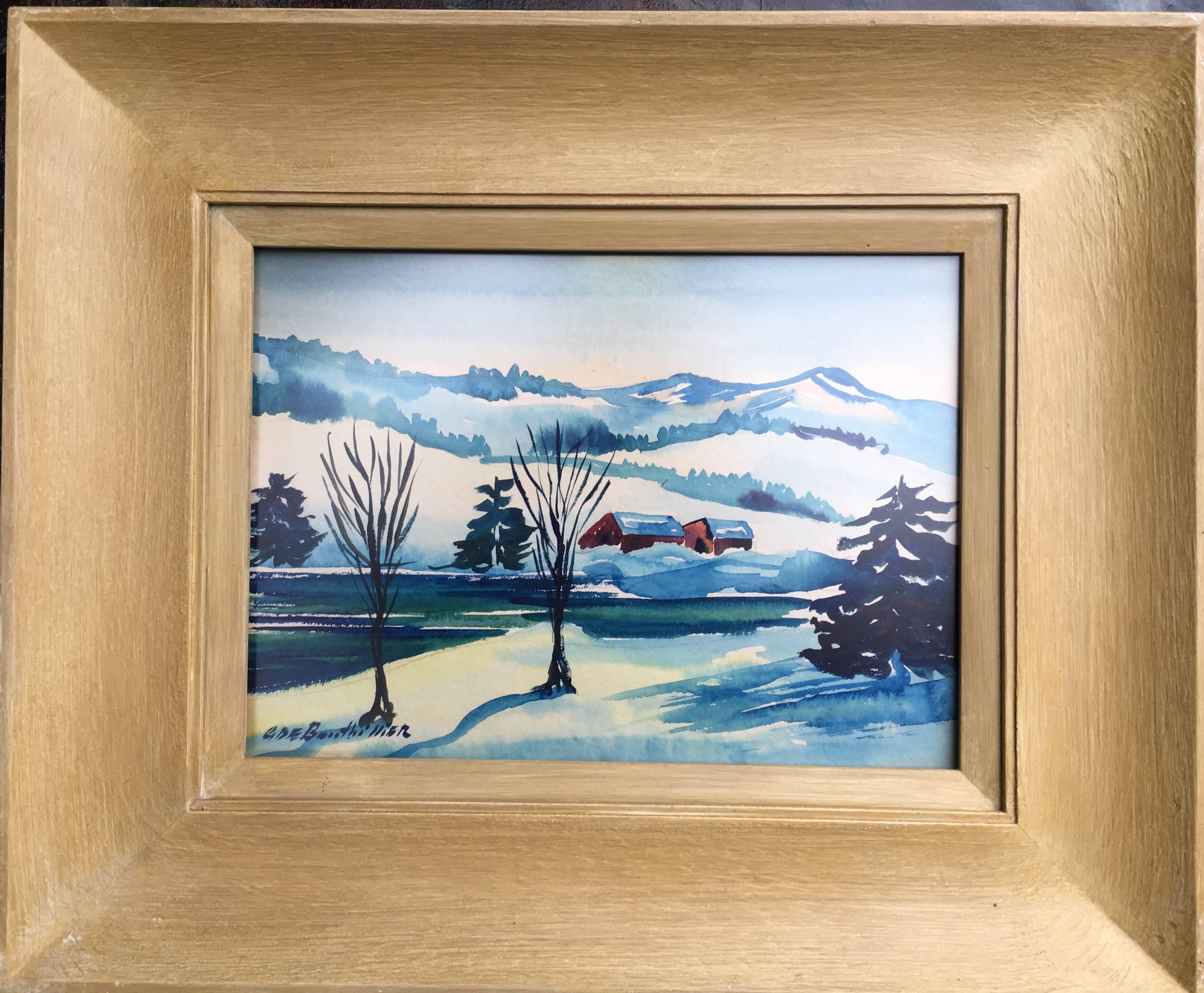 Guy de Bouthillier Landscape Painting - Winter Landscape with Barns