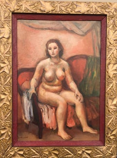 Antique Seated Nude on a Sofa