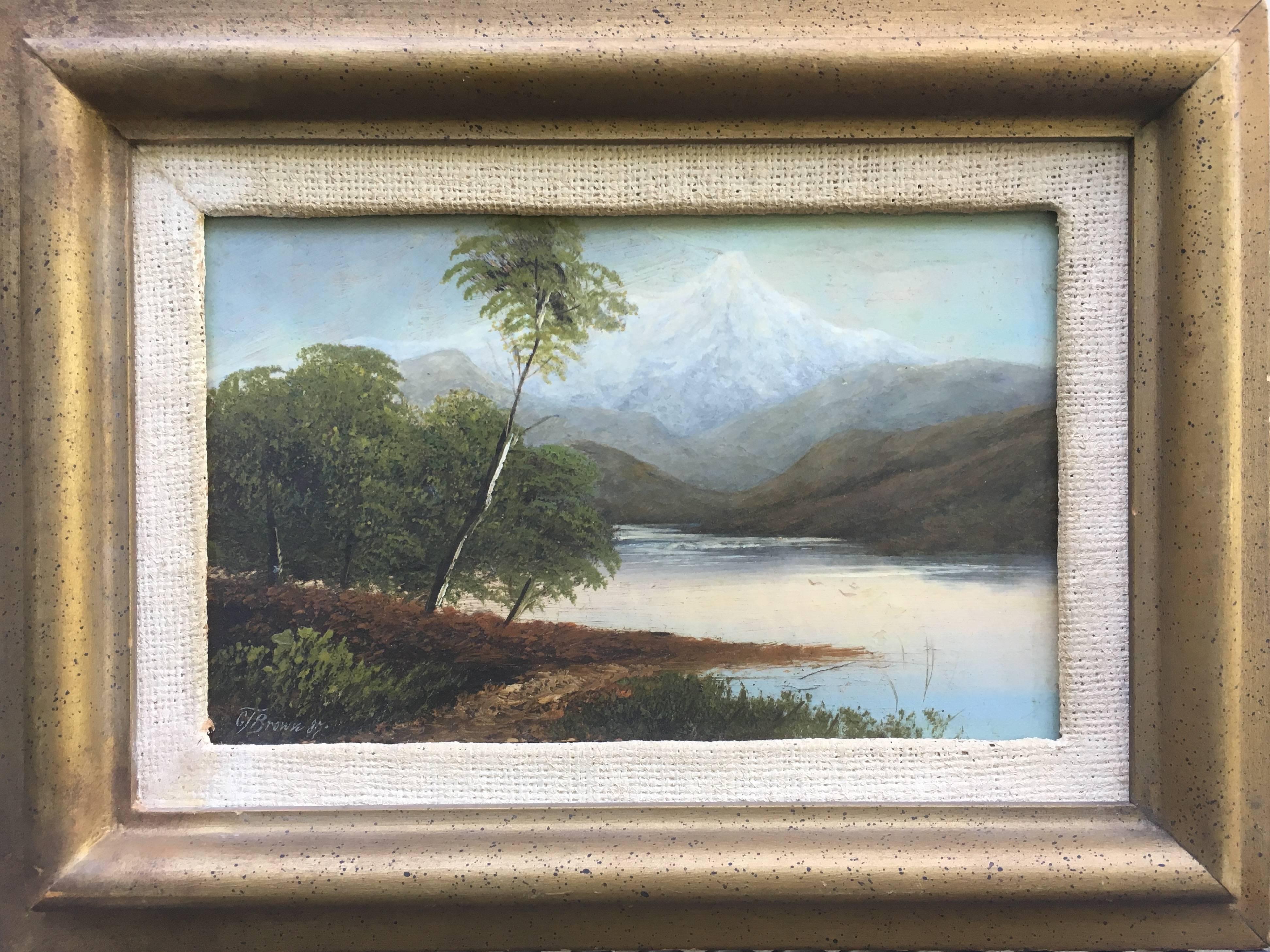 Grafton Brown Landscape Painting - Lake Scene with Snow Capped Mountain