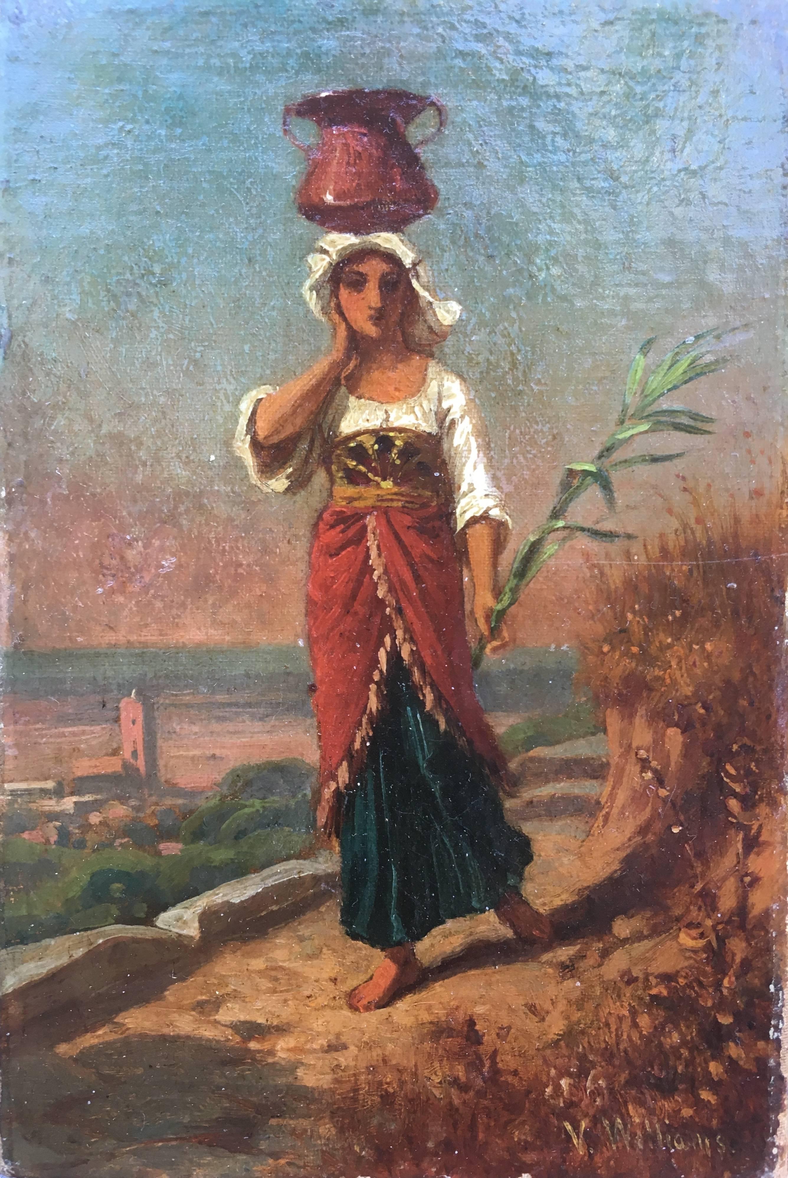 Virgil Williams Figurative Painting - Peasant Girl with Jug