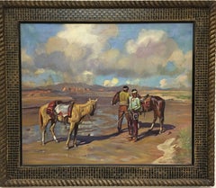 Getting ready for a Ride, Horses and Navajo Men