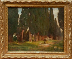 Fountain and Cypress Trees in Monterey, California