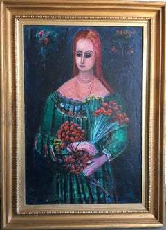 Used Woman with Red Flowers