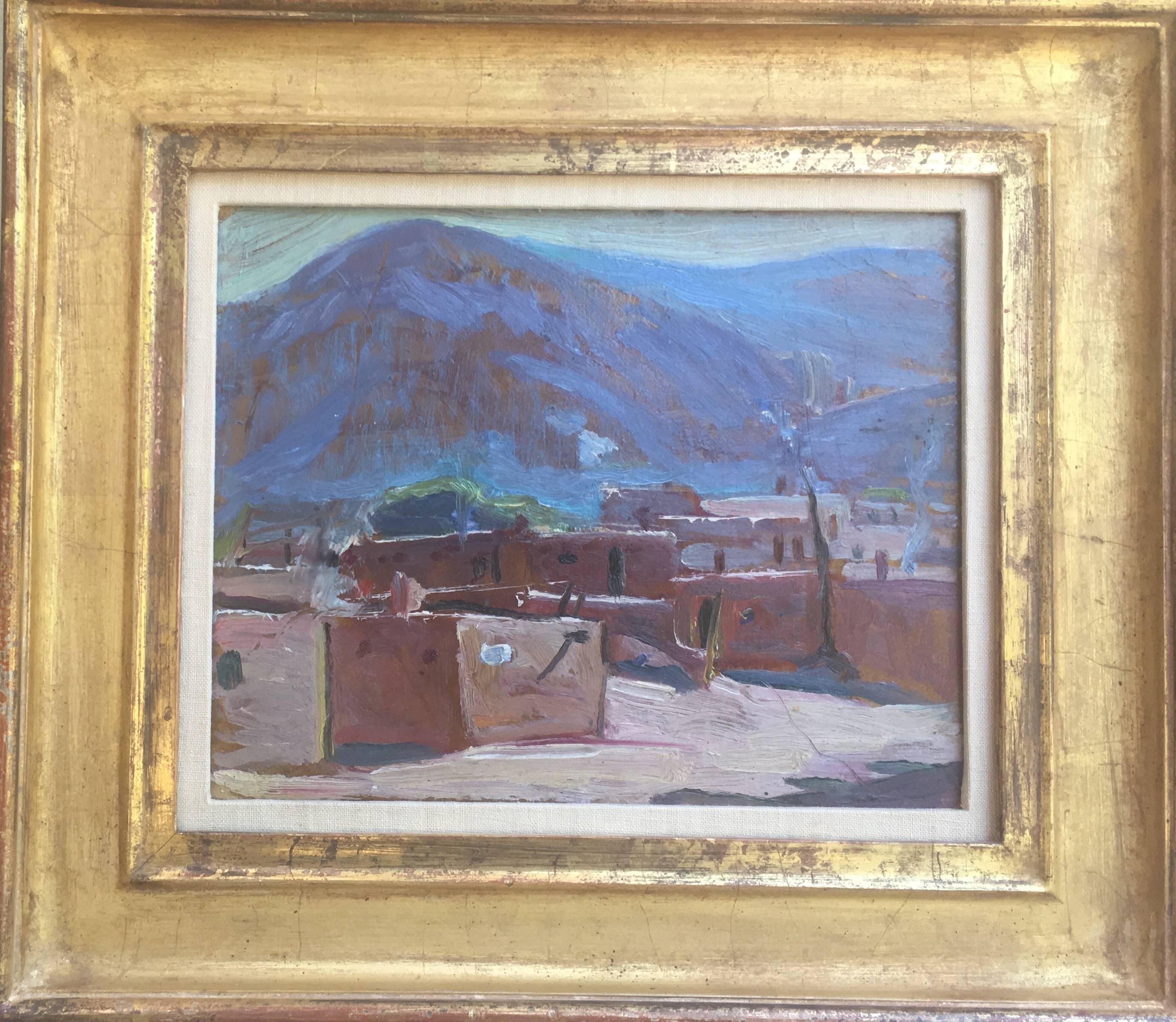 Ruth Peabody Landscape Painting - Sun Drenched Pueblo in Taos