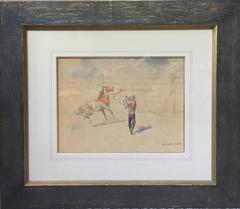 Cowboy Lassoing a Horse