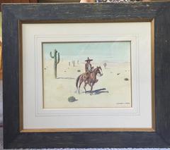 Antique Vaquero on Horseback with Joshua Trees