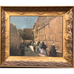 19th Century Impressionist Painting of Women Praying at Wailing Wall, Jerusalem 12