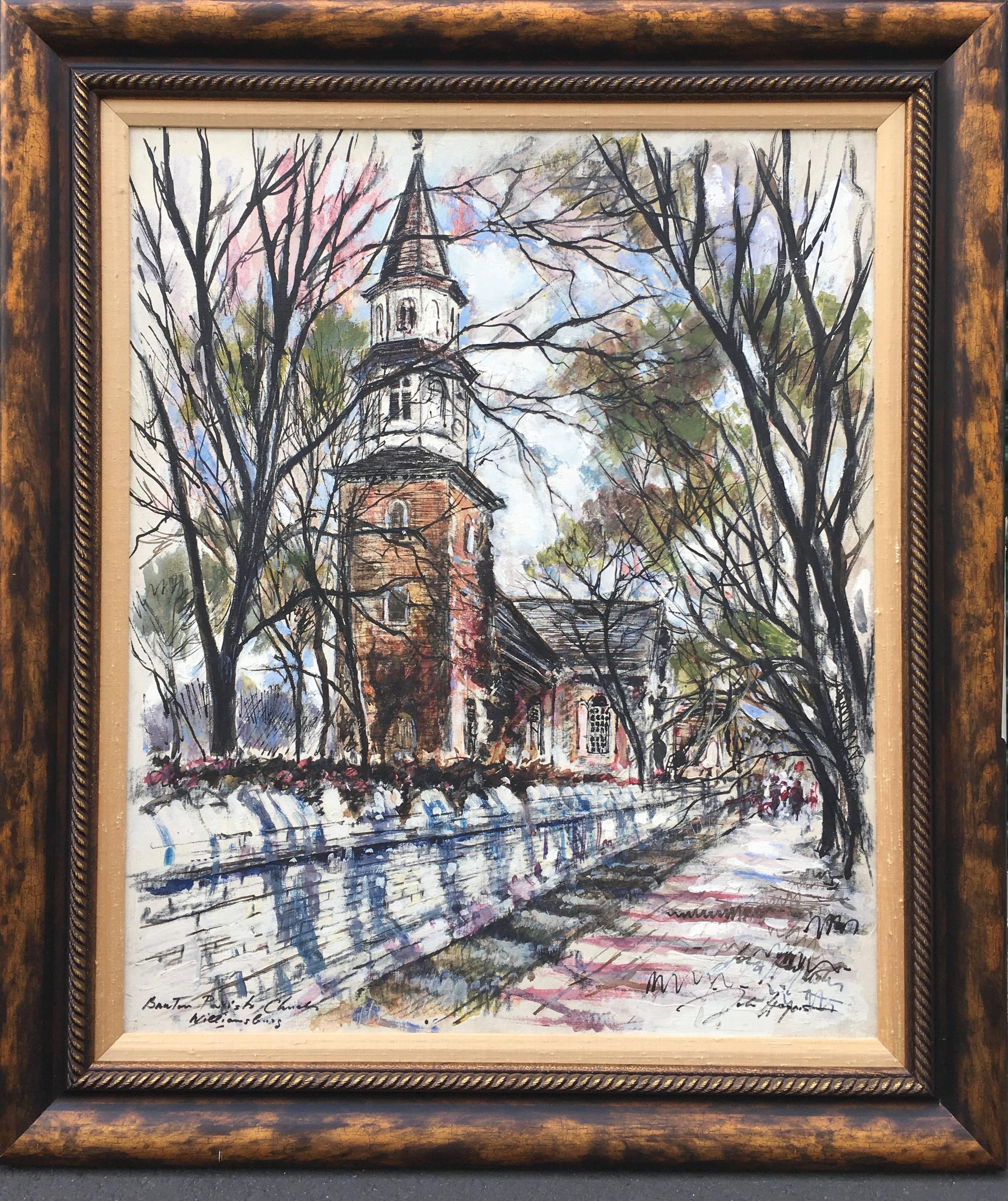 John Haymson Landscape Painting - Parish Church in Williamsburg, Virginia