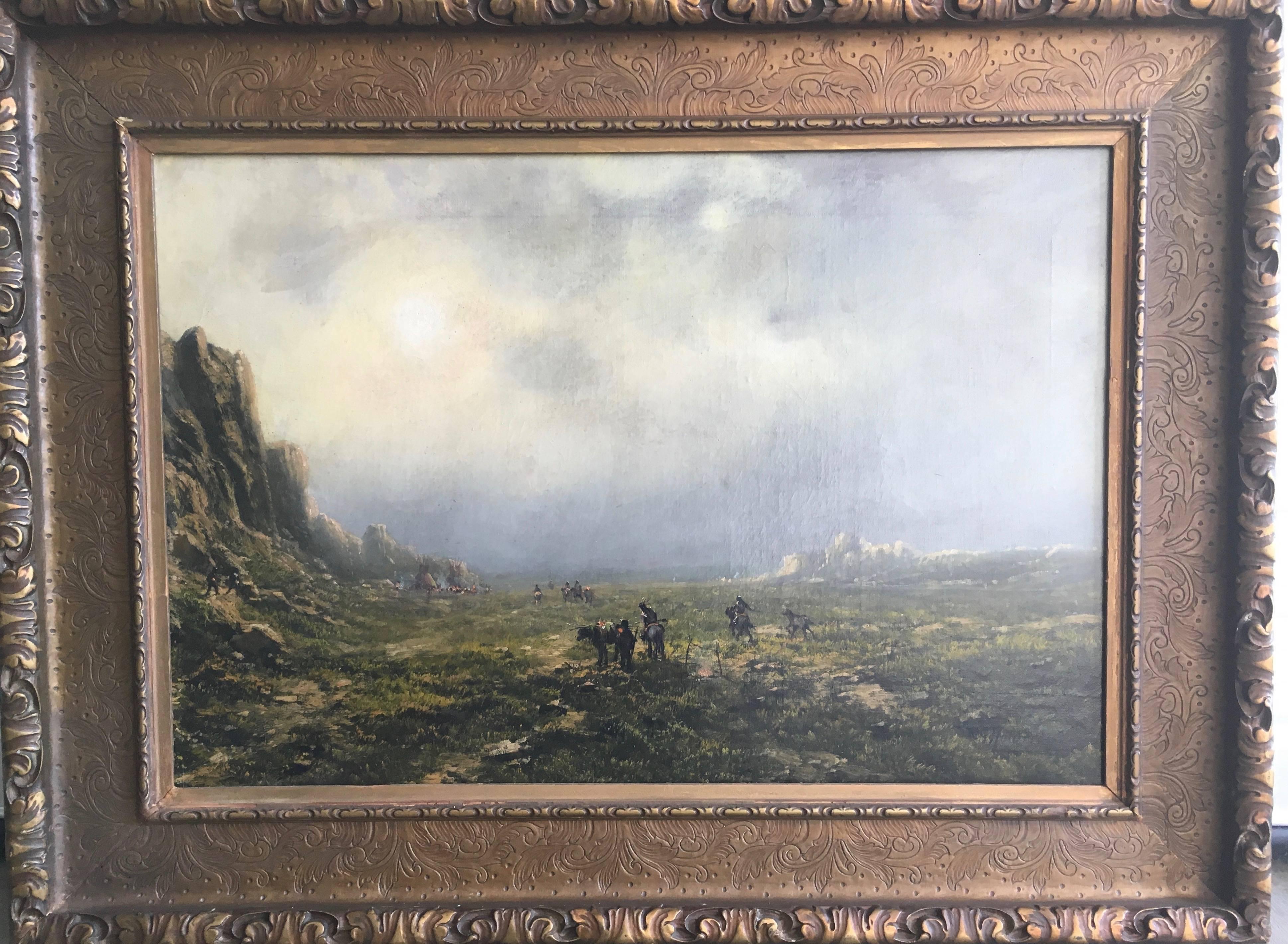 Ransome Gillett Holdridge Landscape Painting - Indians Riding Through the Valley