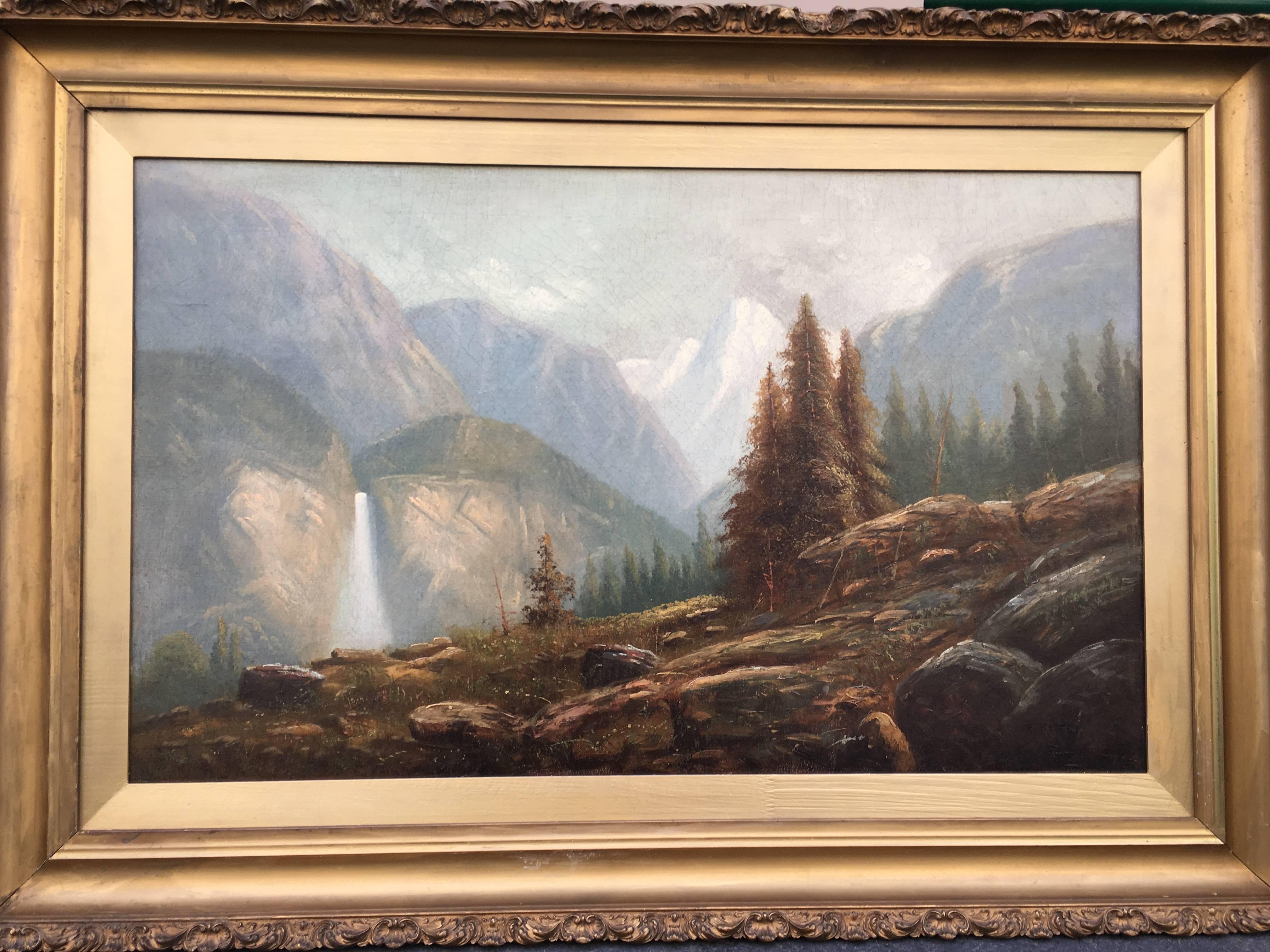 Paul Ritter Landscape Painting – Yosemite Scene with Waterfall