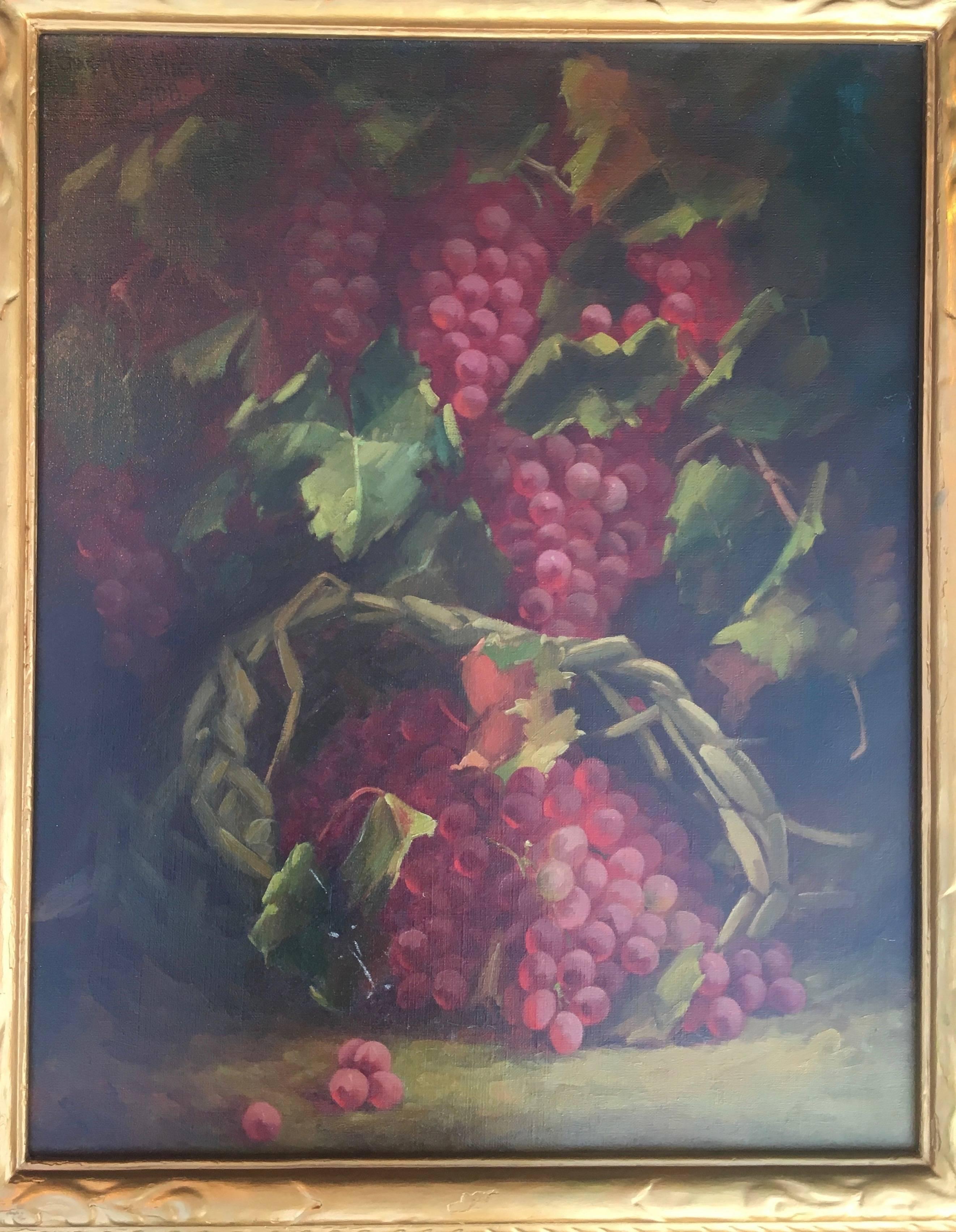 Charles Rutherford Still-Life Painting - Grapes, Flame Tokay, "The Vineyard Bounty"