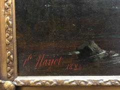 Two Children Feeding Ducks in a Pond