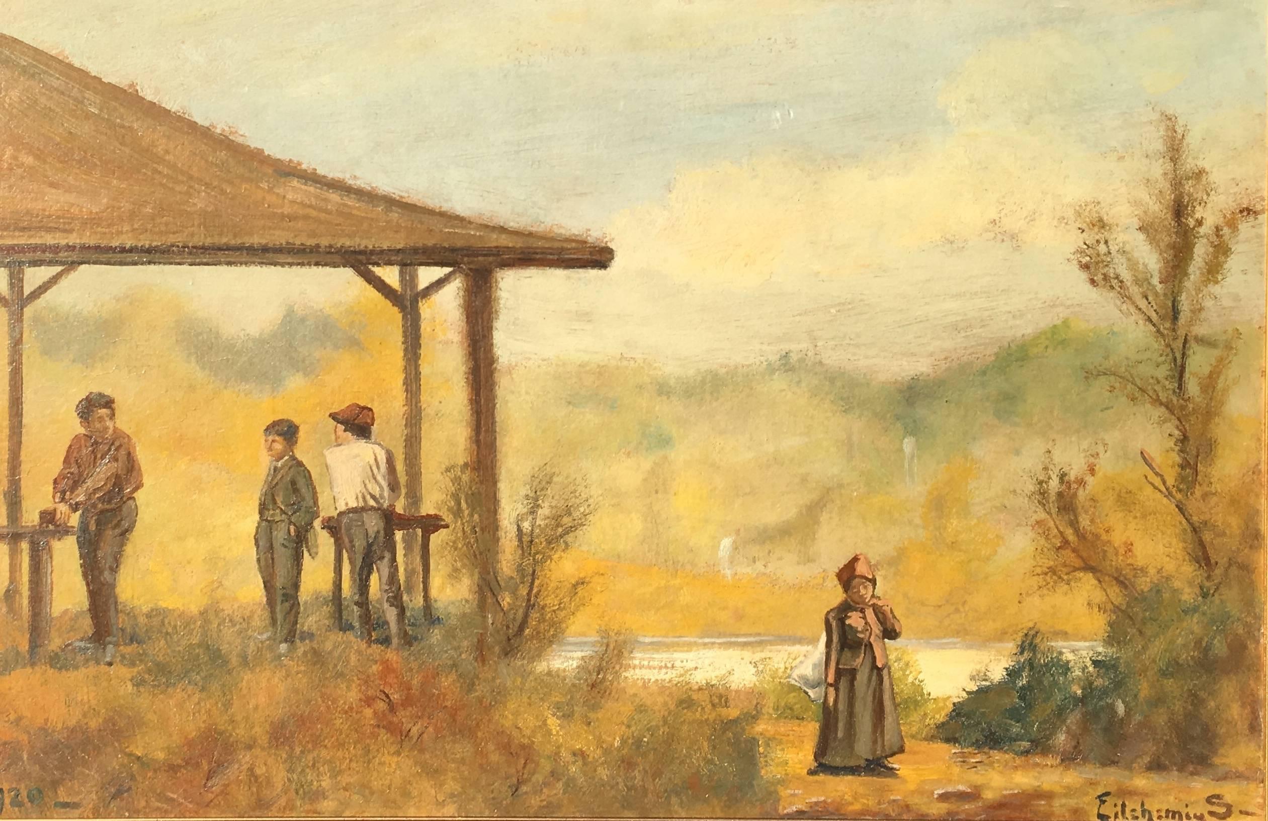 Near the Blacksmith's Shop - Painting by Louis Michel Eilshemius