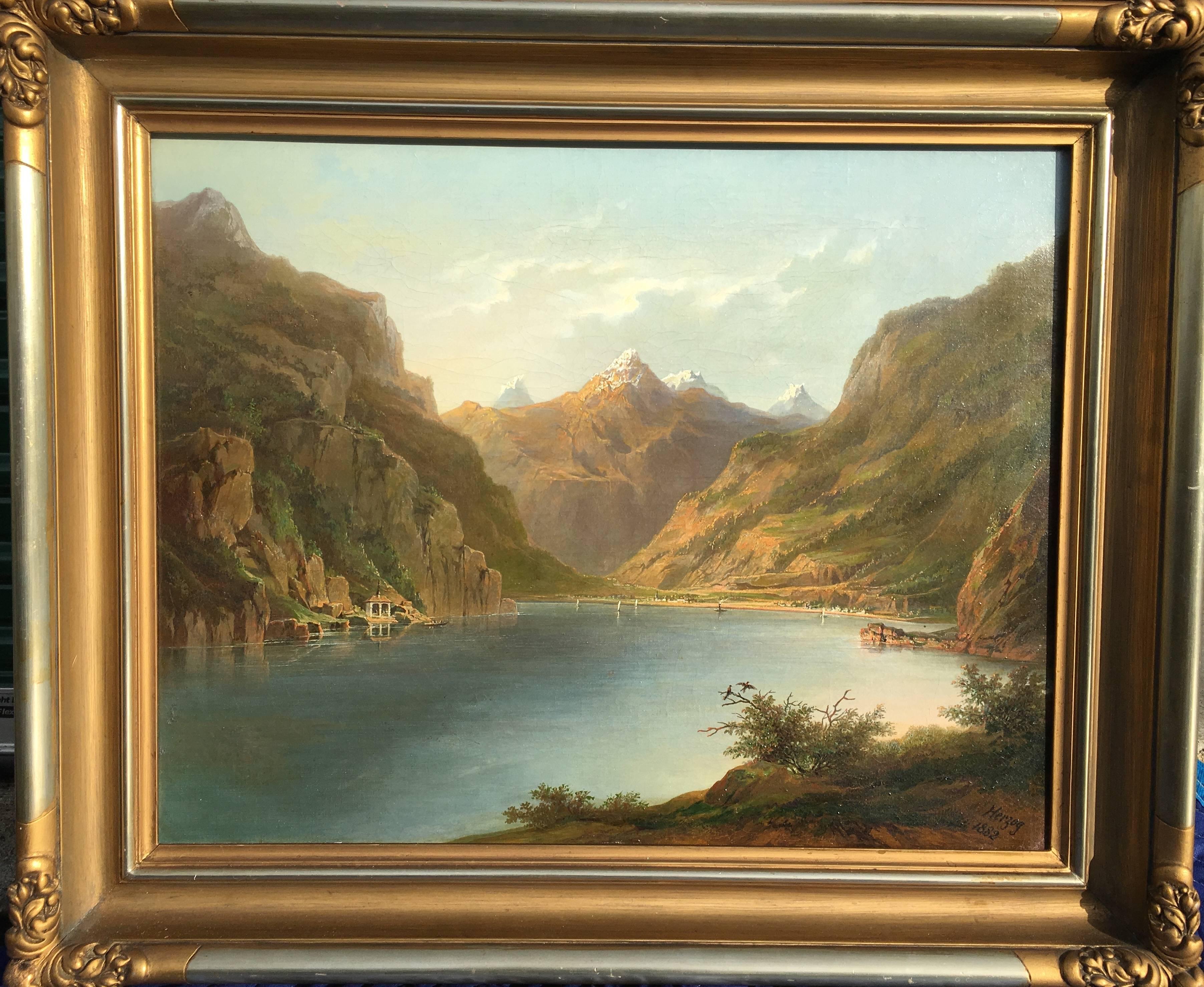 Lake Lucerne - Painting by Hermann Ottomar Herzog