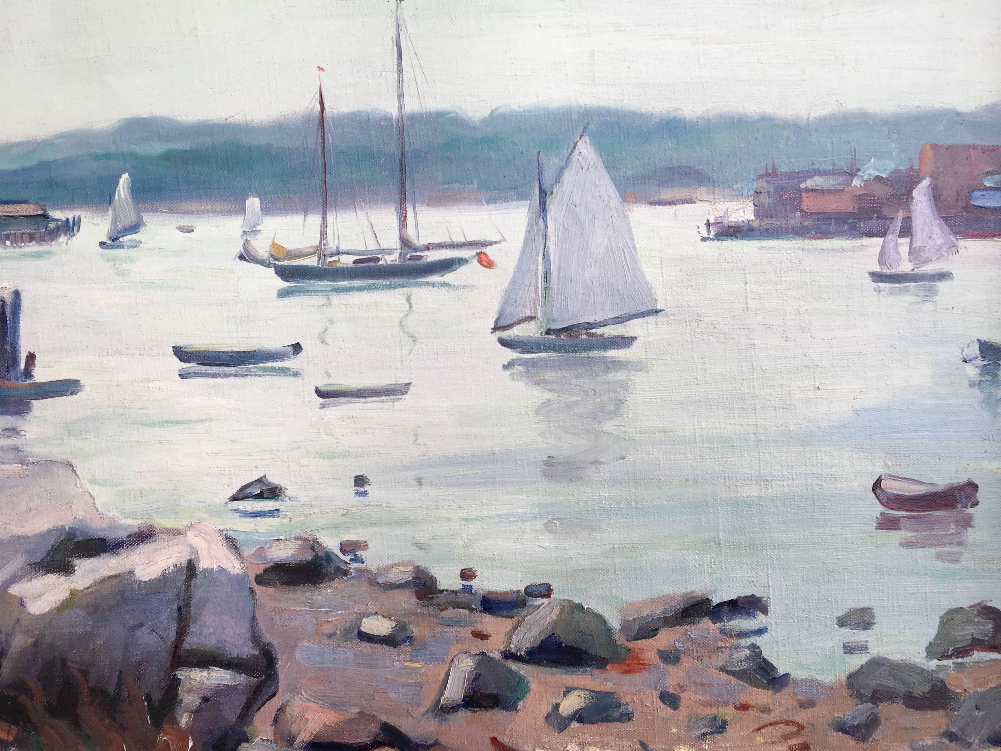 Glauscester Harbor - Painting by Tunis Ponsen