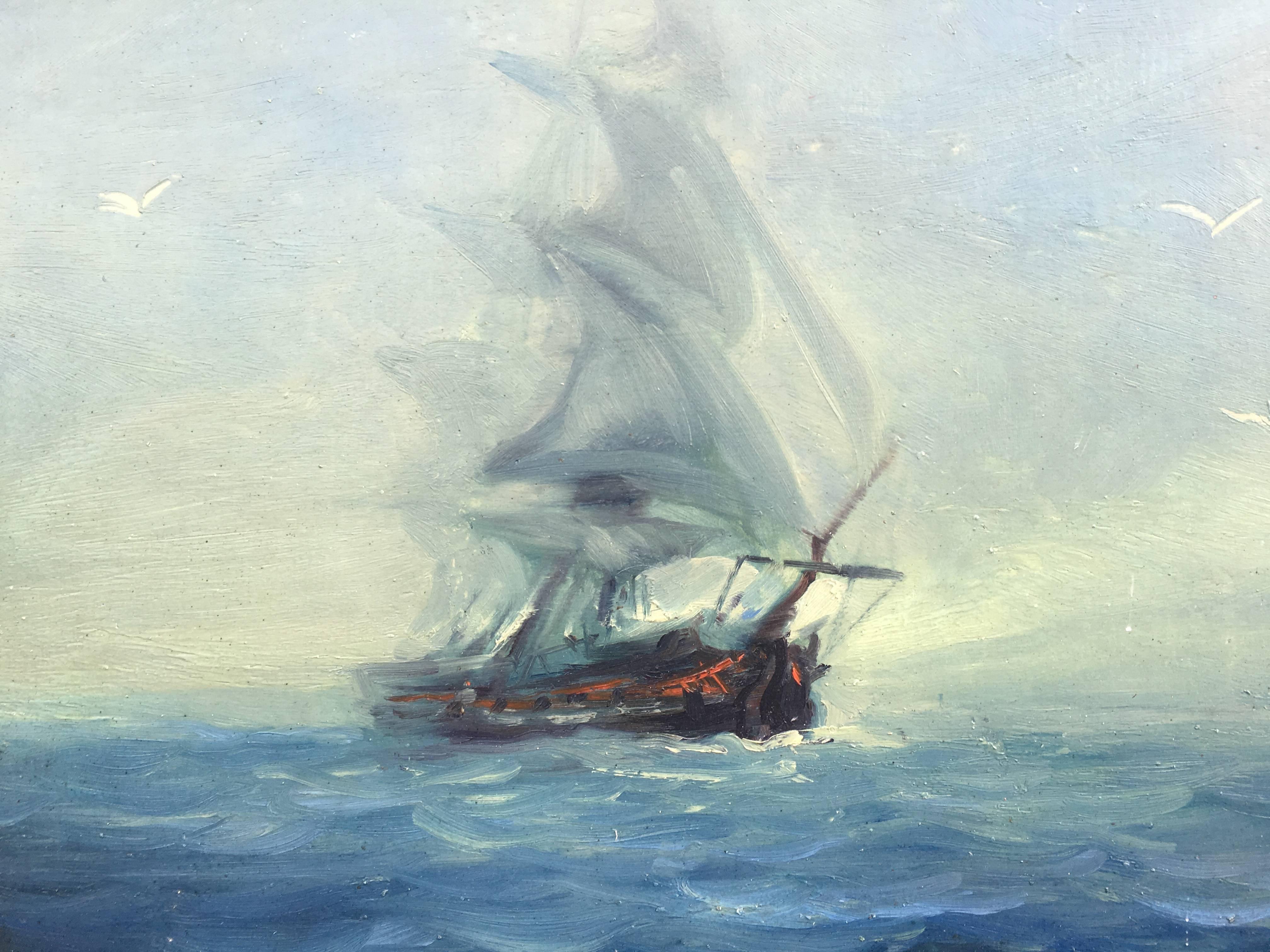 Misty Sailing - Painting by Leon Dolice