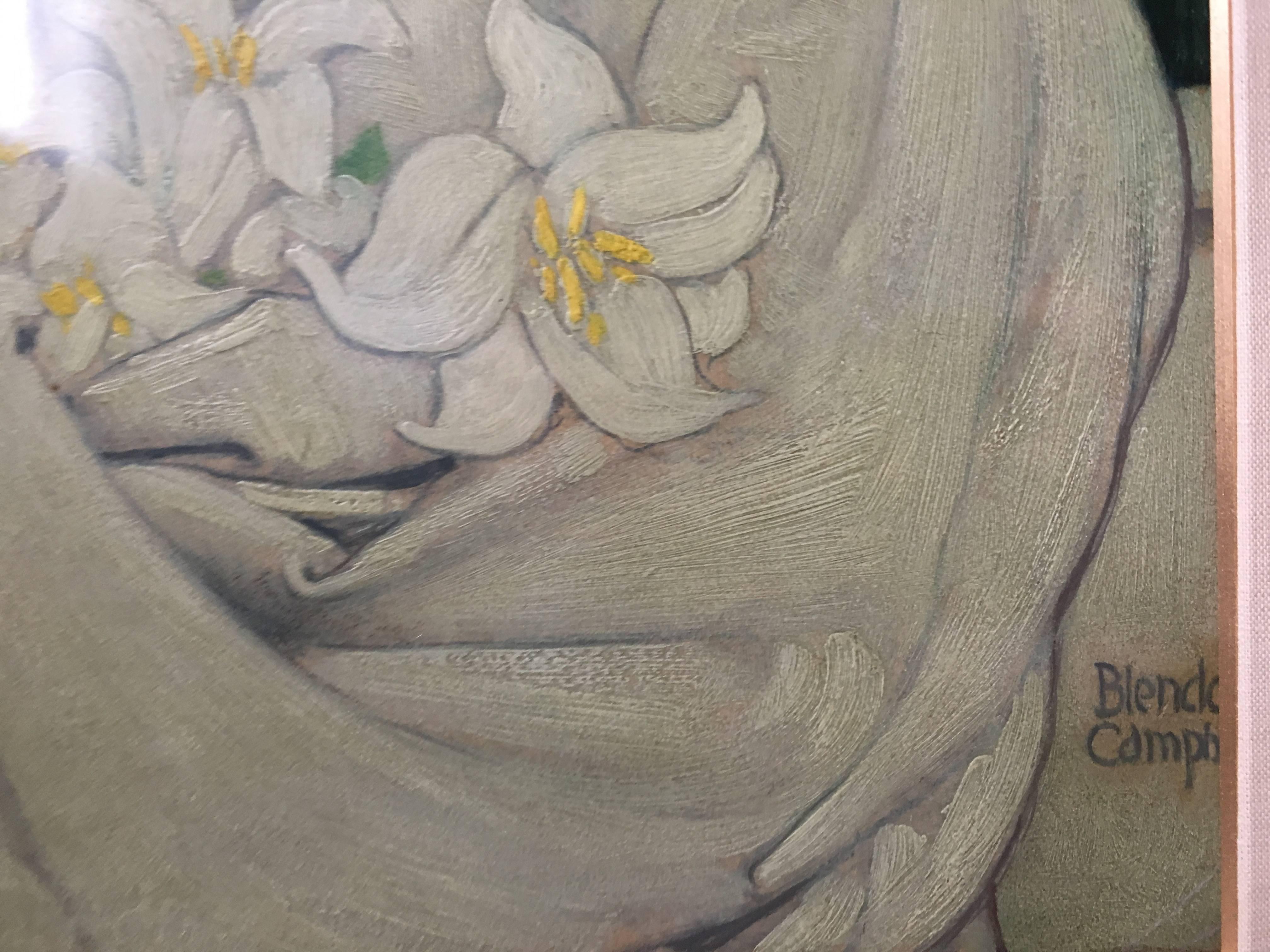 Art Nouvau Beauty with Lilies - Art Nouveau Painting by Blendon Reed Campbell