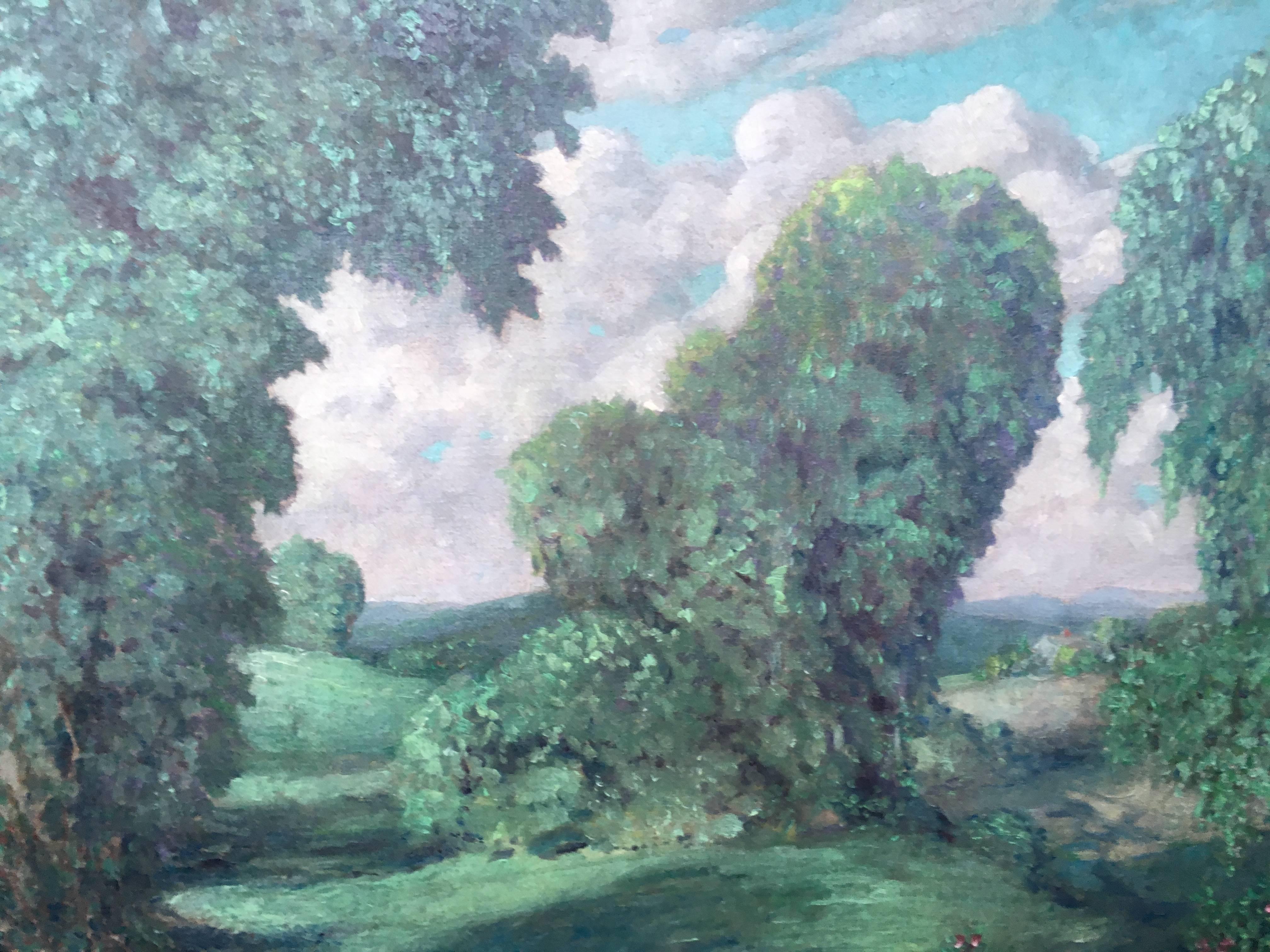 Lush Green Landscape - Painting by Everett Lloyd Bryant
